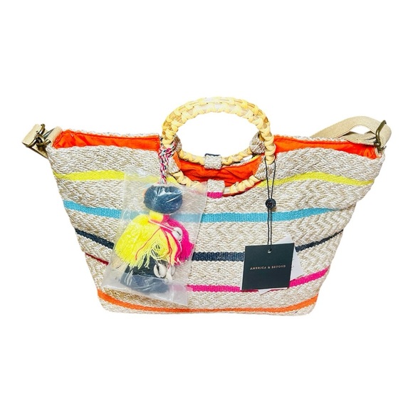 American & Beyond Stripe Bahama Breeze Tote Bag NWT - Picture 2 of 8
